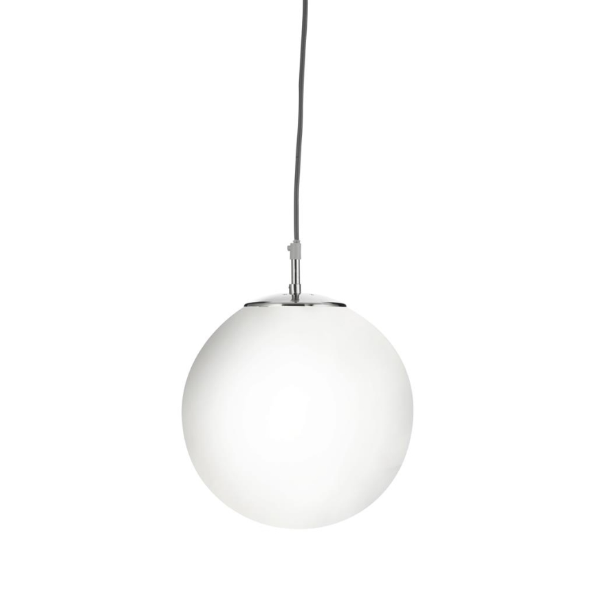 Searchlight - Ljuskrona med upphängningsrem ATOM 1xE27/60W/230V vit/skinande krom