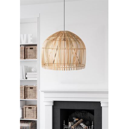 Searchlight - Ljuskrona med textilsladd BALI 1xE27/60W/230V diameter 60 cm Bambu