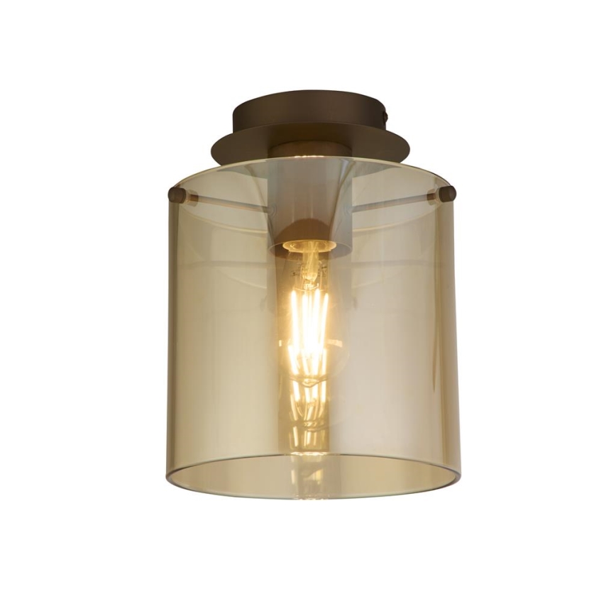 Searchlight - Taklampa SWEDEN 1xE27/60W/230V Ø 22 cm brun/rökfärgad