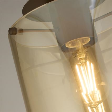 Searchlight - Taklampa SWEDEN 1xE27/60W/230V Ø 22 cm brun/rökfärgad