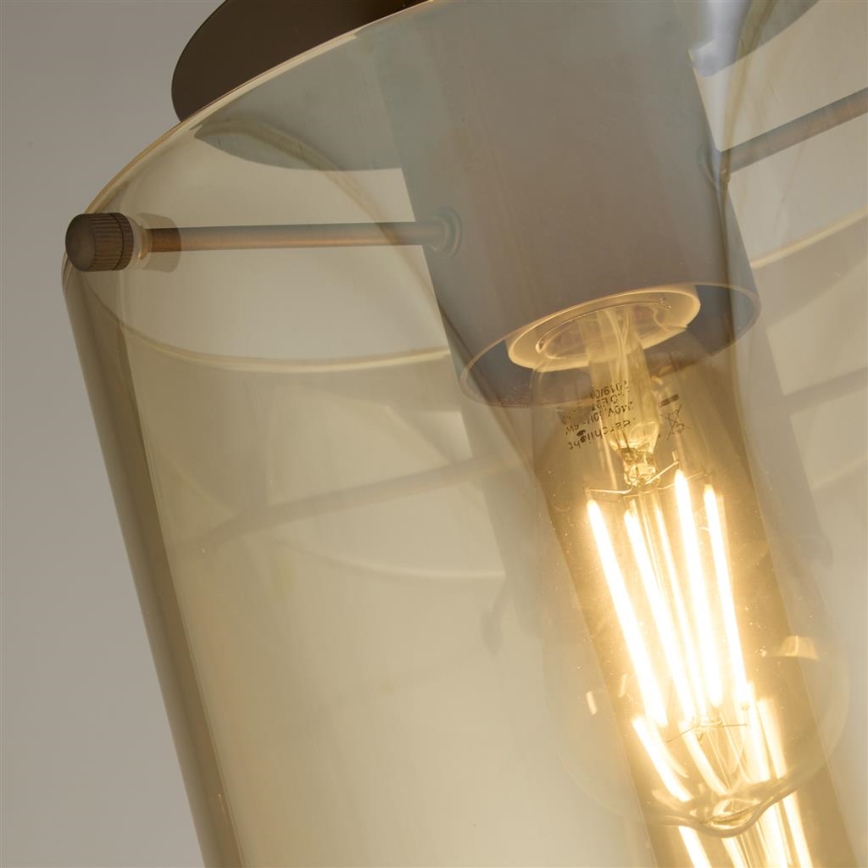Searchlight - Taklampa SWEDEN 1xE27/60W/230V Ø 22 cm brun/rökfärgad