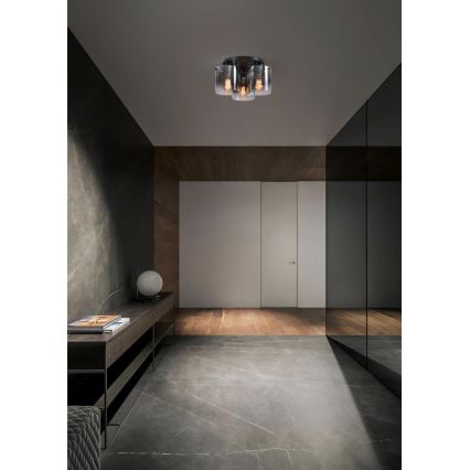 Searchlight - Taklampa SWEDEN 3xE27/60W/230V Ø 39 cm svart/rökfärgad