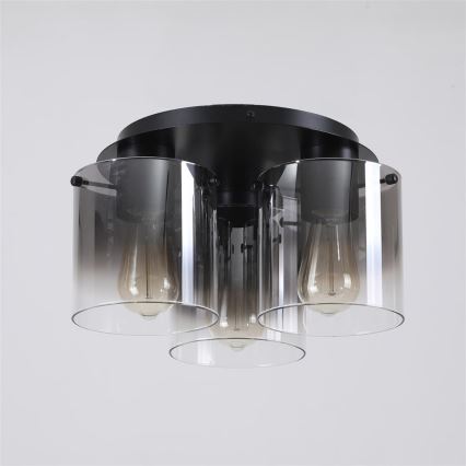 Searchlight - Taklampa SWEDEN 3xE27/60W/230V Ø 39 cm svart/rökfärgad