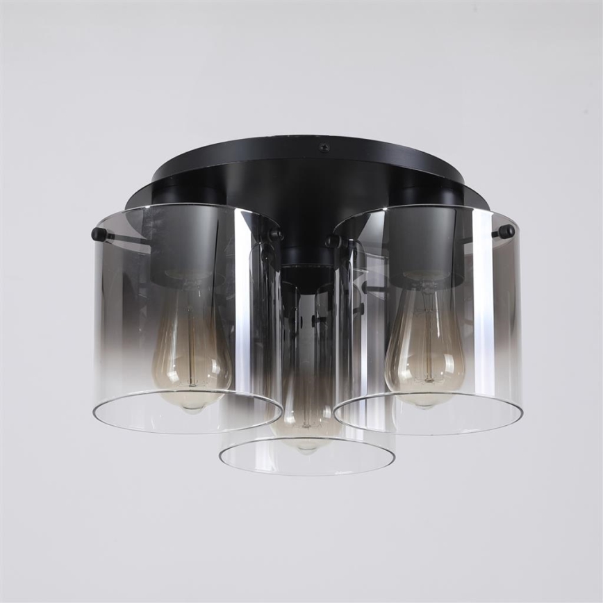 Searchlight - Taklampa SWEDEN 3xE27/60W/230V Ø 39 cm svart/rökfärgad