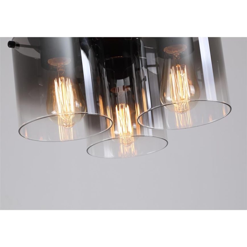 Searchlight - Taklampa SWEDEN 3xE27/60W/230V Ø 39 cm svart/rökfärgad