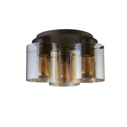 Searchlight - Taklampa SWEDEN 3xE27/60W/230V Ø 39 cm brun/rökfärgad
