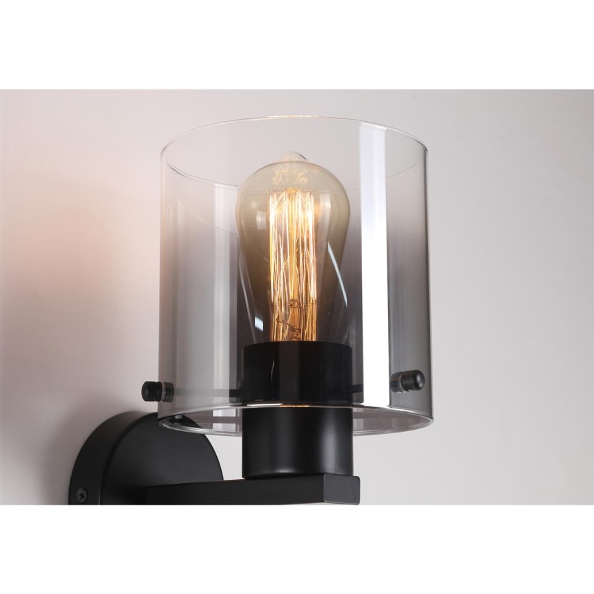 Searchlight - Vägglampa SWEDEN 1xE27/60W/230V svart/rökfärgad