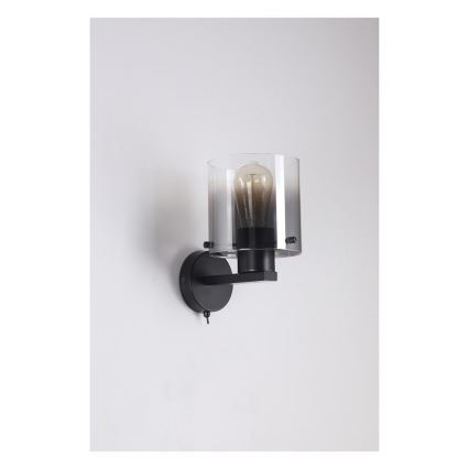 Searchlight - Vägglampa SWEDEN 1xE27/60W/230V svart/rökfärgad