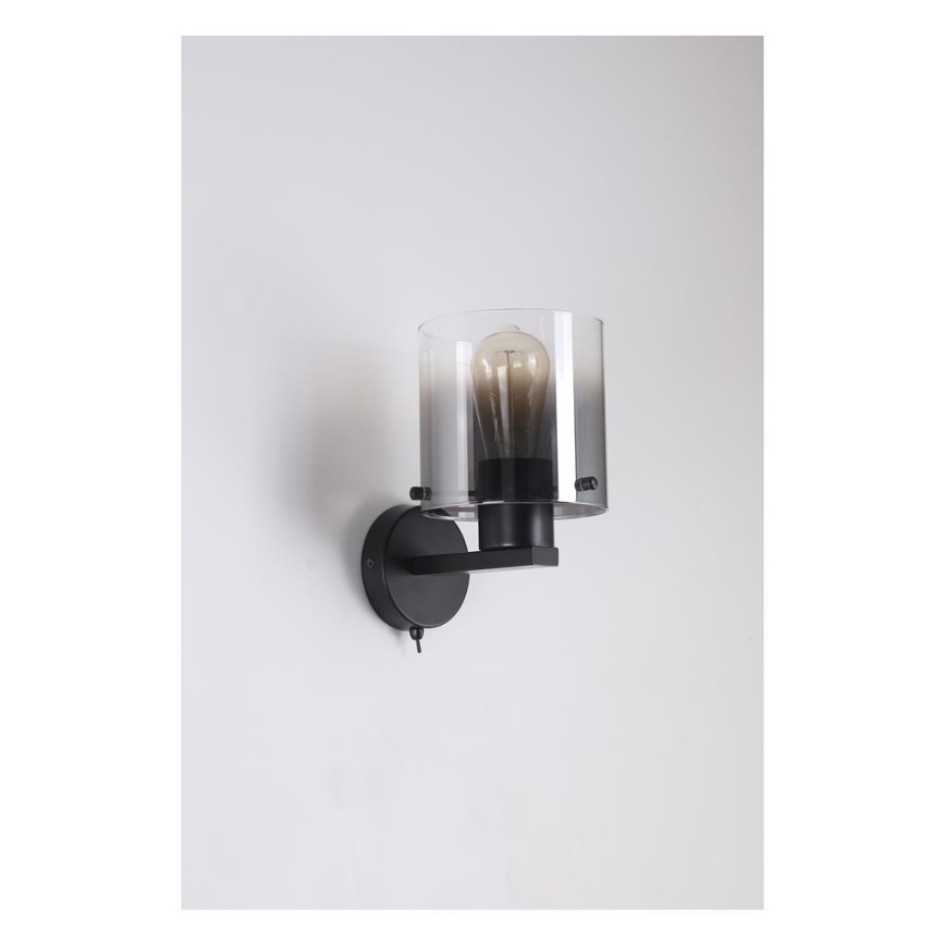 Searchlight - Vägglampa SWEDEN 1xE27/60W/230V svart/rökfärgad