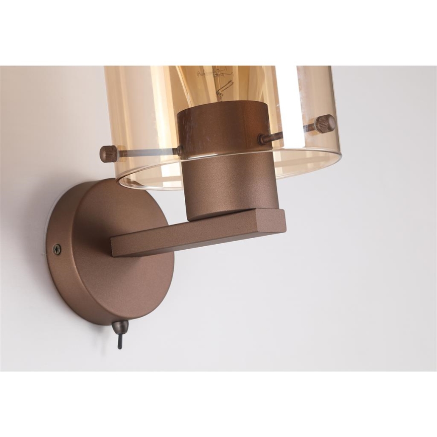 Searchlight - Vägglampa SWEDEN 1xE27/60W/230V brun/rökfärgad