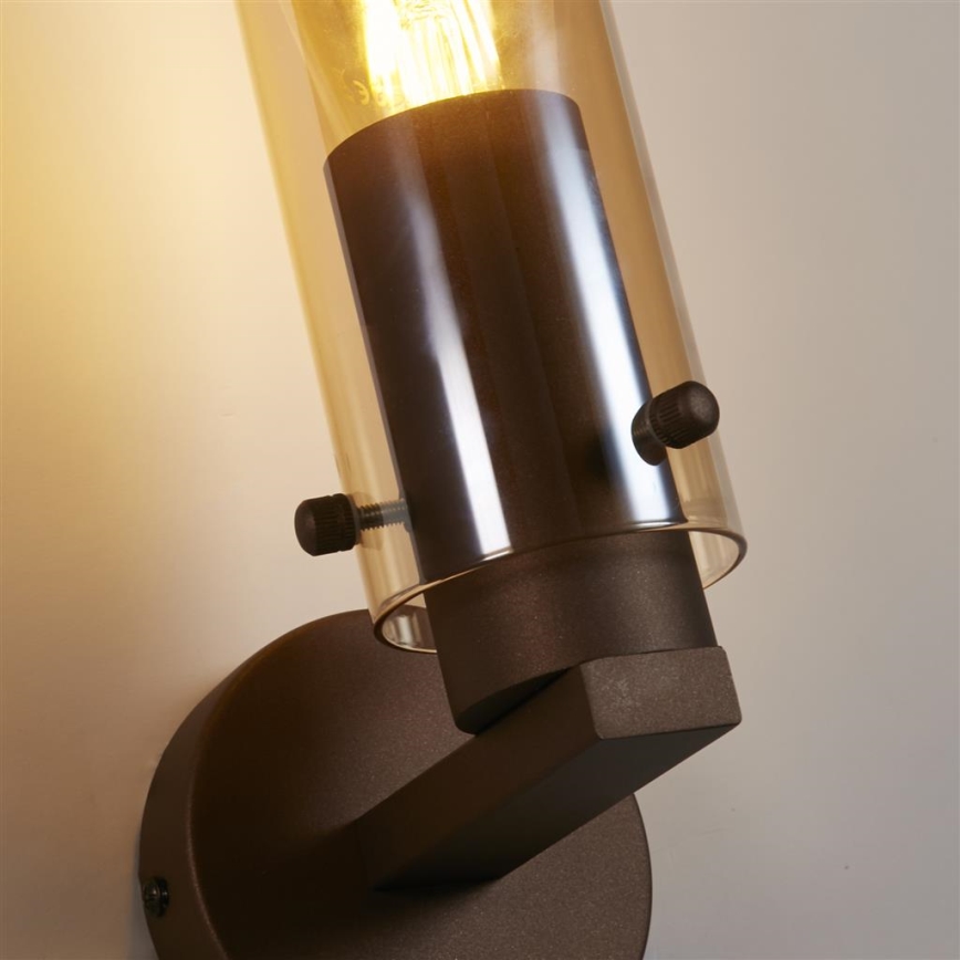 Searchlight - Vägglampa SWEDEN 1xE27/60W/230V brun/rökfärgad