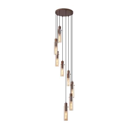 Searchlight - Taklampa med vajer SWEDEN 8xE27/60W/230V brun/rökfärgad