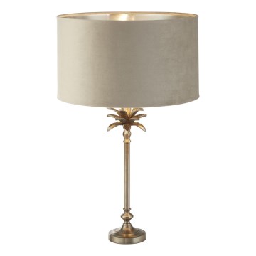 Searchlight - Bordslampa PALM 1xE27/10W/230V beige/matt krom