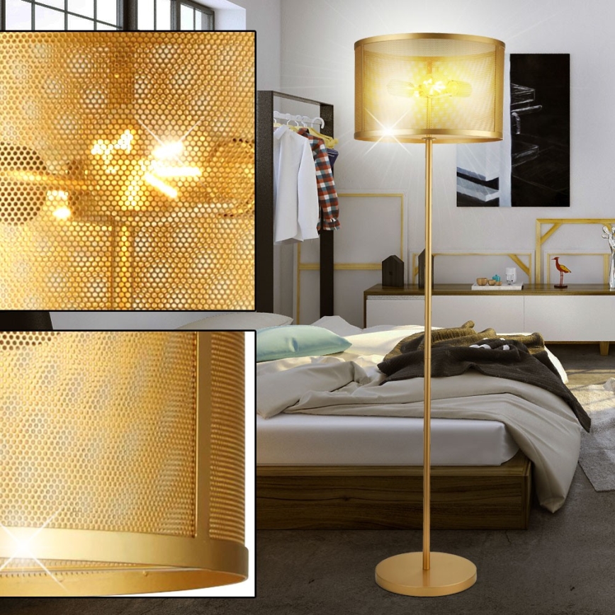 Searchlight EU2832-2GO - Golvlampa FISHNET 2xE27/60W/230V guld