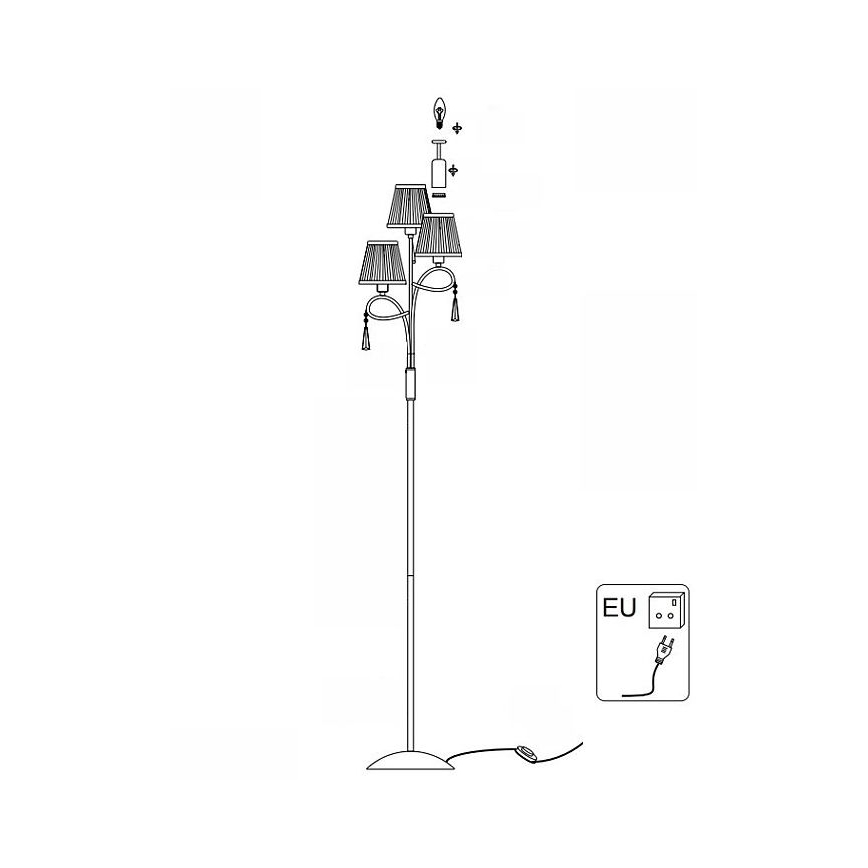 Searchlight - Golvlampa SIMPLICITY 3xE14/60W/230V skinande krom