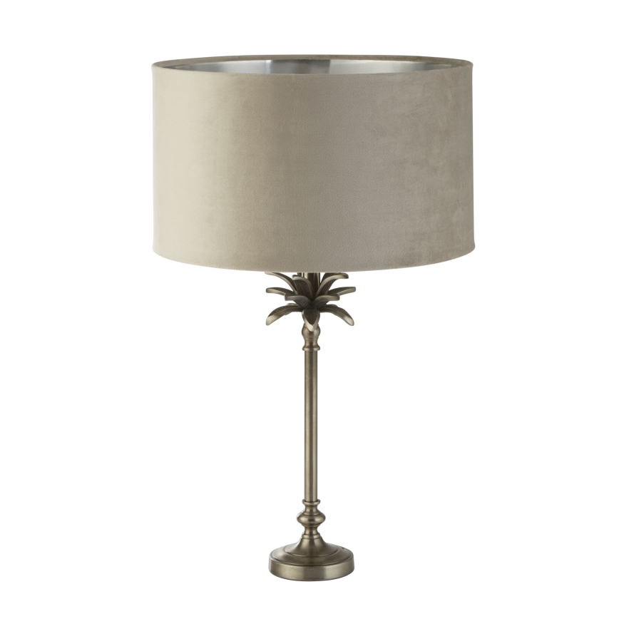 Searchlight - Bordslampa PALM 1xE27/10W/230V beige/matt krom