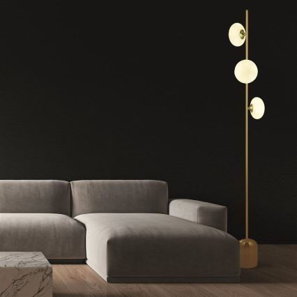 Searchlight - Golvlampa PEBBLE 3xG9/33W/230V mässing
