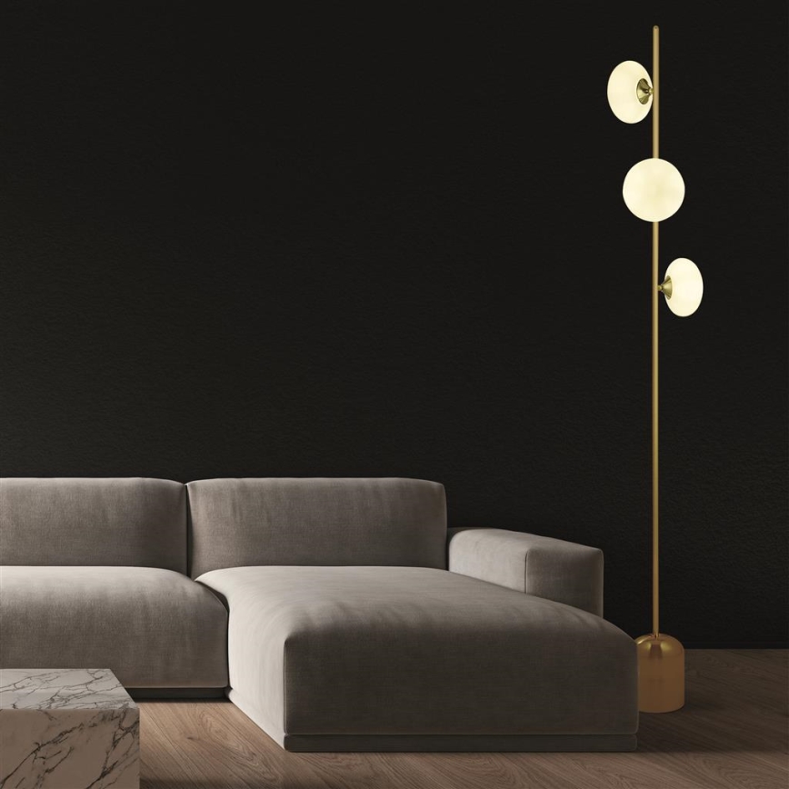 Searchlight - Golvlampa PEBBLE 3xG9/33W/230V mässing