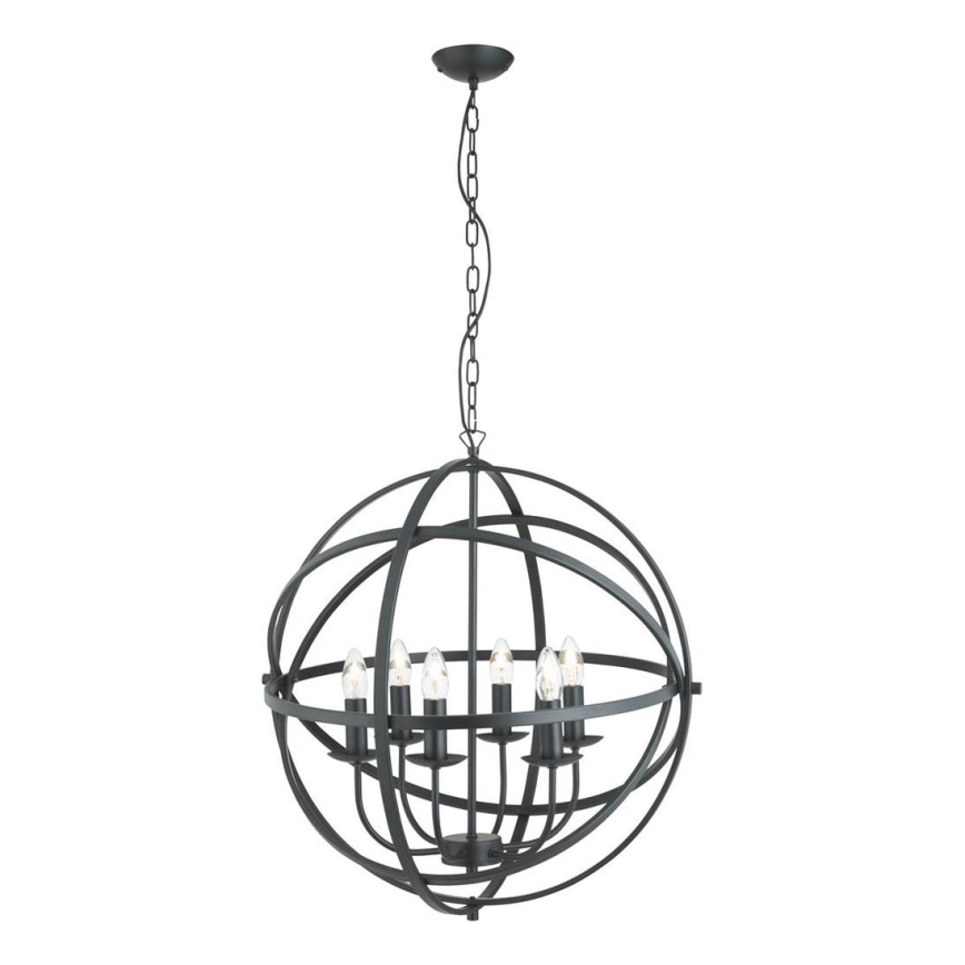Searchlight - Kedjehängd ljuskrona ORBIT 6xE14/60W/230V svart