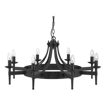 Searchlight - Ljuskrona med kedja CARTWHEEL 8xE14/60W/230V svart