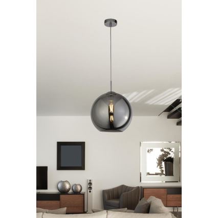 Searchlight - Ljuskrona med snöre kula 1xE27/60W/230V svart