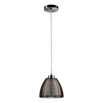Searchlight - Ljuskrona med textilsladd 1xE27/60W/230V diameter 19 cm brun