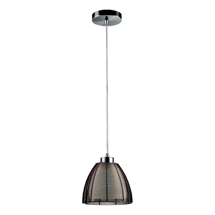 Searchlight - Ljuskrona med textilsladd 1xE27/60W/230V diameter 19 cm brun