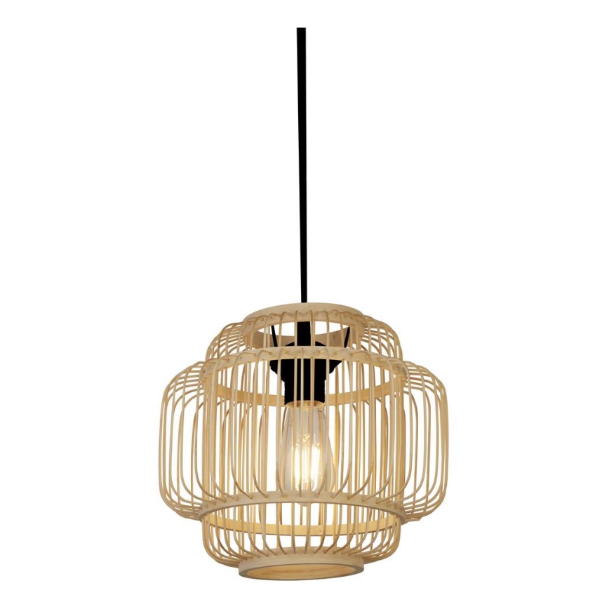 Searchlight - Ljuskrona med textilsladd MADELINE 1xE27/7W/230V diameter 29 cm Bambu