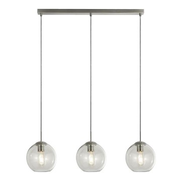 Searchlight - Ljuskrona med textilsladd PENDANT 3xE27/40W/230V matt krom