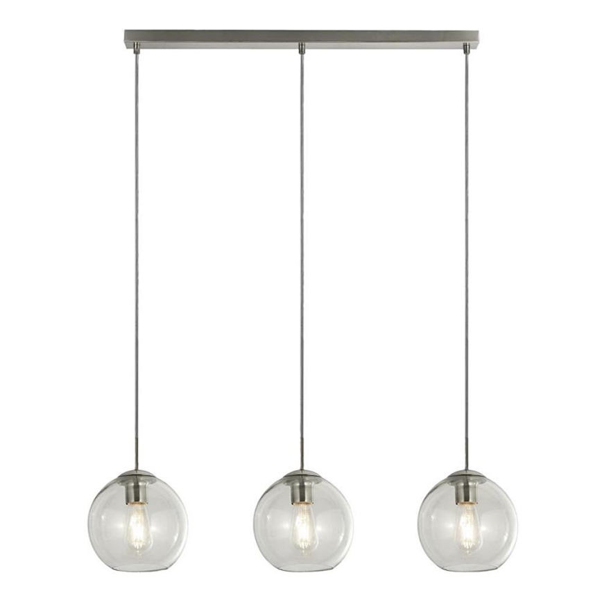 Searchlight - Ljuskrona med textilsladd PENDANT 3xE27/40W/230V matt krom