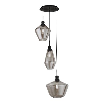 Searchlight - Ljuskrona med upphängningsrem MIA 3xE27/60W/230V svart