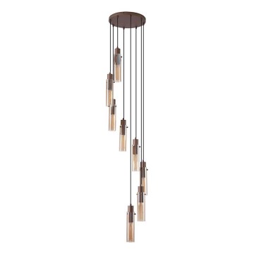 Searchlight - Taklampa med vajer SWEDEN 8xE27/60W/230V brun/rökfärgad