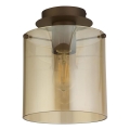 Searchlight - Taklampa SWEDEN 1xE27/60W/230V Ø 22 cm brun/rökfärgad