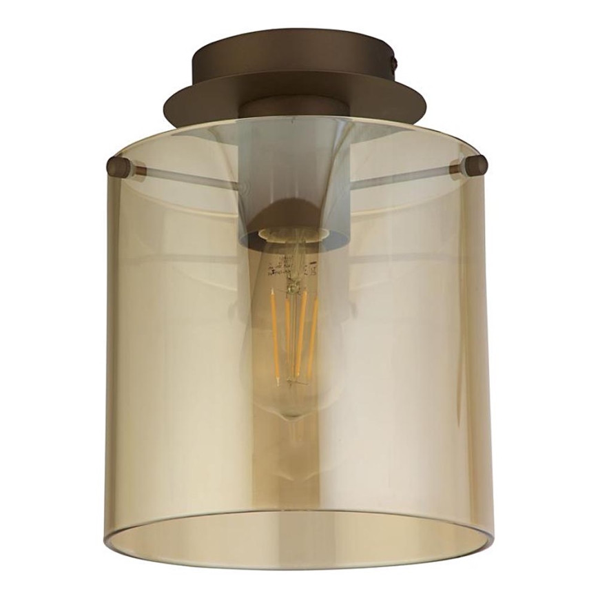Searchlight - Taklampa SWEDEN 1xE27/60W/230V Ø 22 cm brun/rökfärgad