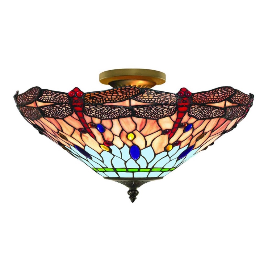 Searchlight - Tiffany takmonterad taklampa DRAGONFLY 3xE14/40W/230V