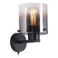 Searchlight - Vägglampa SWEDEN 1xE27/60W/230V svart/rökfärgad