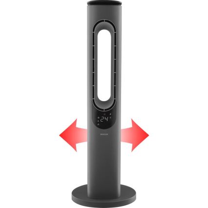 Sencor - Bladlös tornfläkt med keramisk värme 1200/2000 W/230 V, antracit + fjärrkontroll