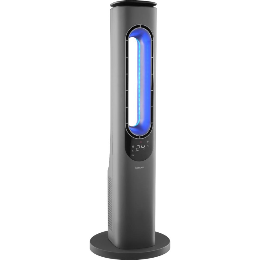 Sencor - Bladlös tornfläkt med keramisk värme 1200/2000 W/230 V, antracit + fjärrkontroll