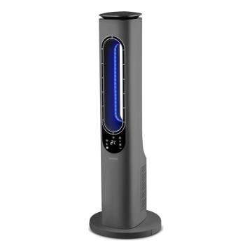 Sencor - Bladlös tornfläkt med keramisk värme 1200/2000 W/230 V, antracit + fjärrkontroll