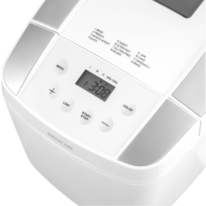 Sencor - Brödbakmaskin med LCD-skärm 800W/230V