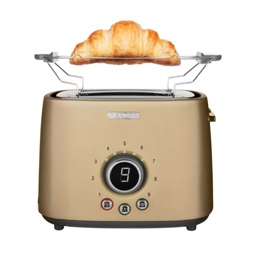 Sencor - Brödrost med två fack och värmeplatta 1000W/230V beige