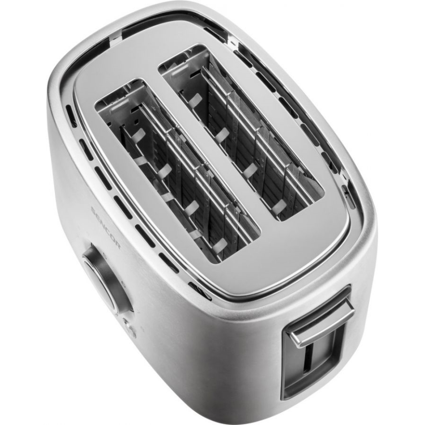 Sencor - Brödrost med två fack och värmeplatta 1000W/230V silver