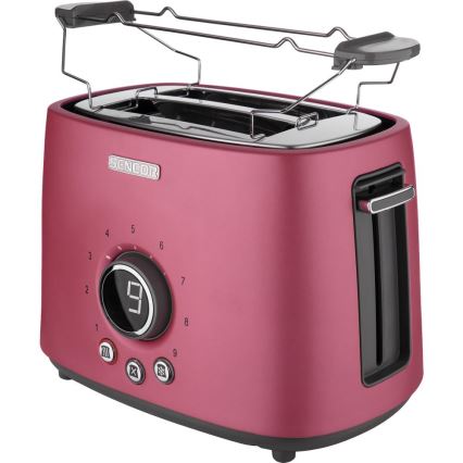 Sencor - Brödrost med 2 fack och värmegaller 1000W/230V rosa