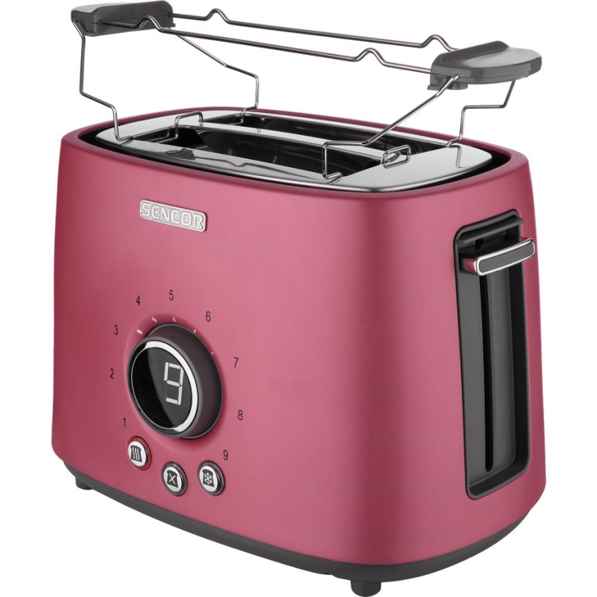 Sencor - Brödrost med 2 fack och värmegaller 1000W/230V rosa