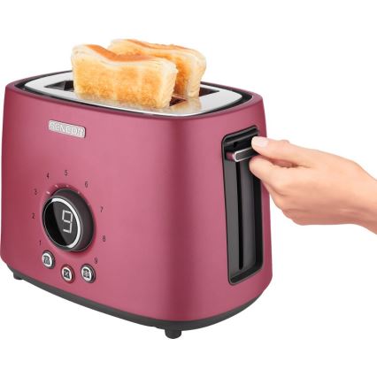 Sencor - Brödrost med 2 fack och värmegaller 1000W/230V rosa