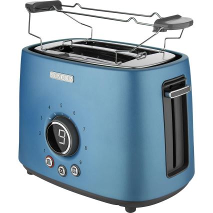 Sencor - Brödrost med två fack och värmegaller 1000W/230V blå