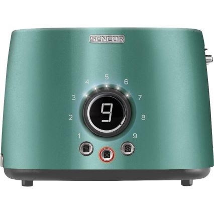 Sencor - Brödrost med två fack och värmehylla 1000W/230V mintgrön
