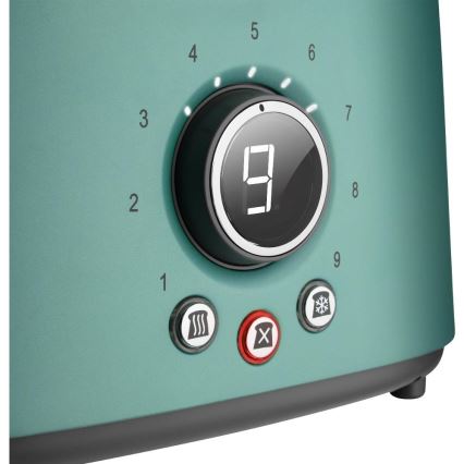 Sencor - Brödrost med två fack och värmehylla 1000W/230V mintgrön