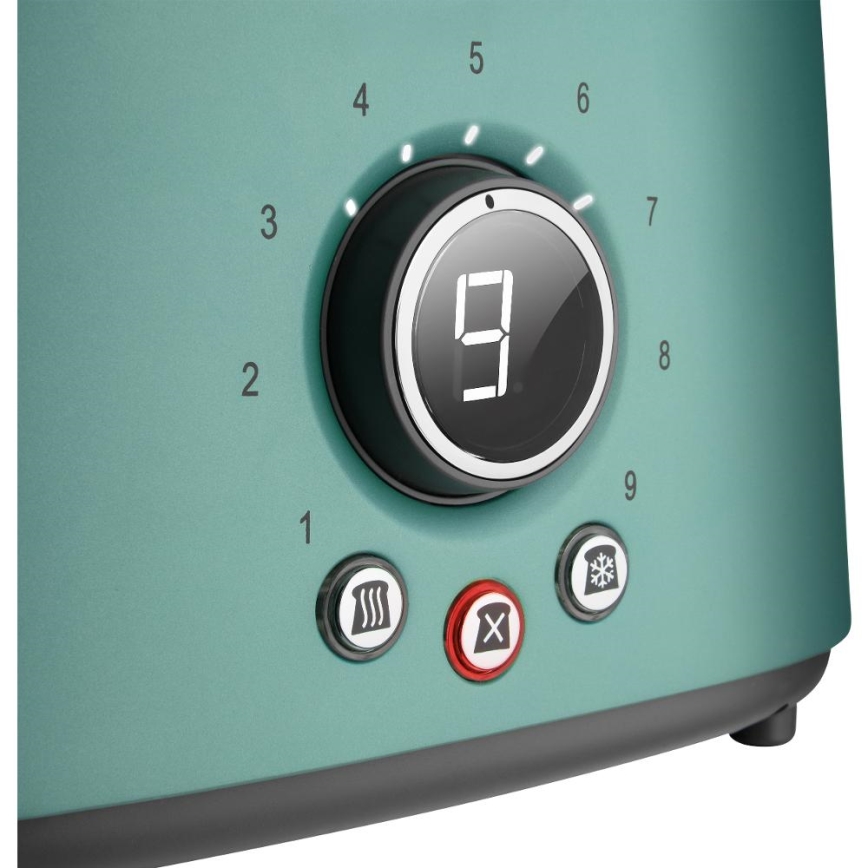 Sencor - Brödrost med två fack och värmehylla 1000W/230V mintgrön