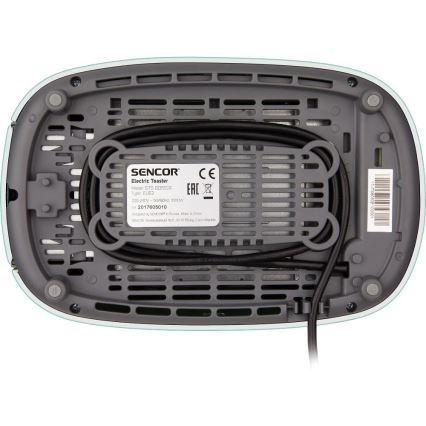 Sencor - Brödrost med två fack och värmehylla 1000W/230V mintgrön